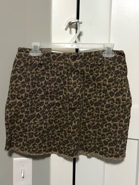 new in Leopard Denim Print Mini Skirt